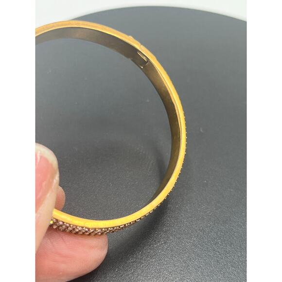 Kate Spade NY Heavy Metals Row Pave Hinged Bangle Bracelet in clear/rose gold - Picture 7 of 10